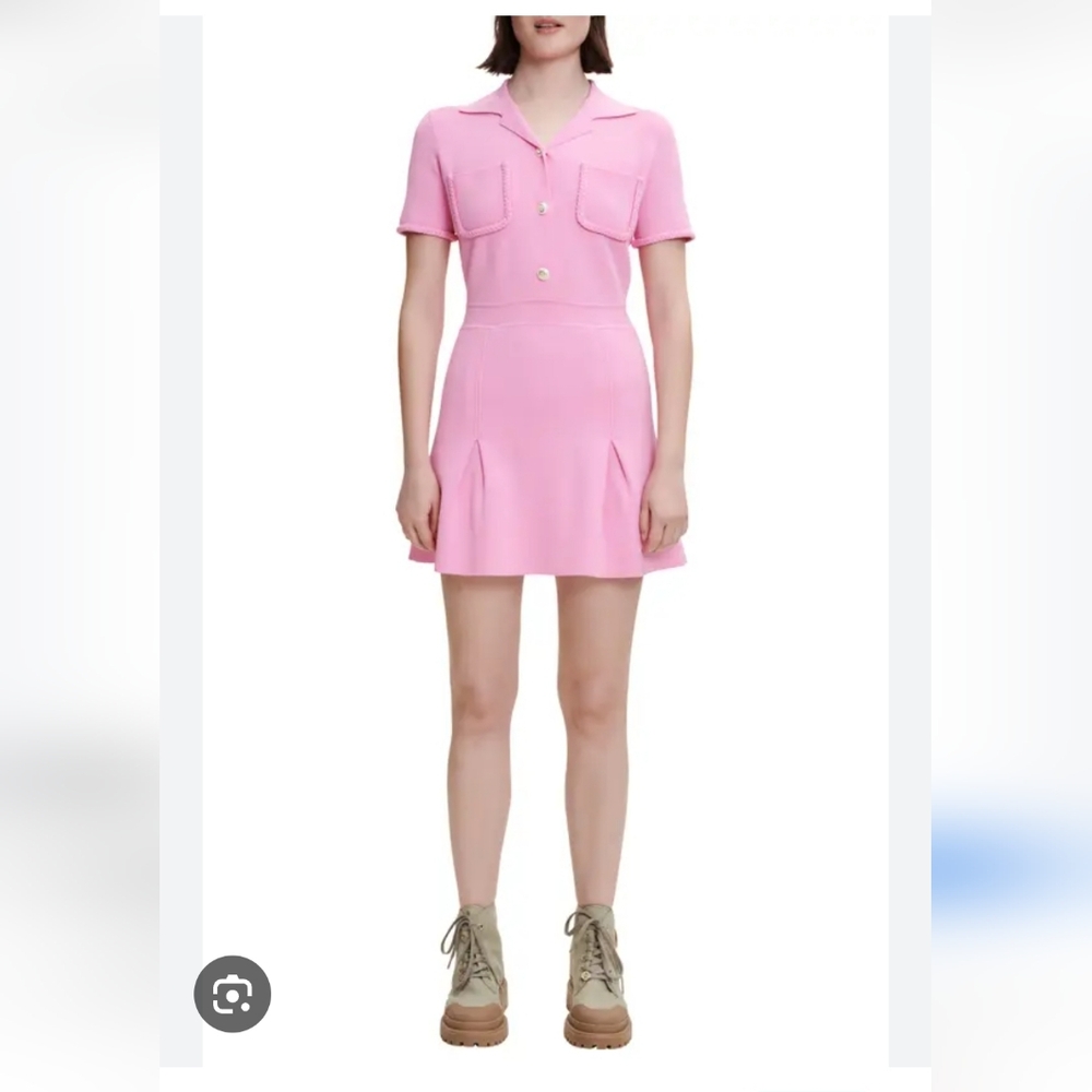 Maje Elegant Knit Pink Mini Dress Size 34